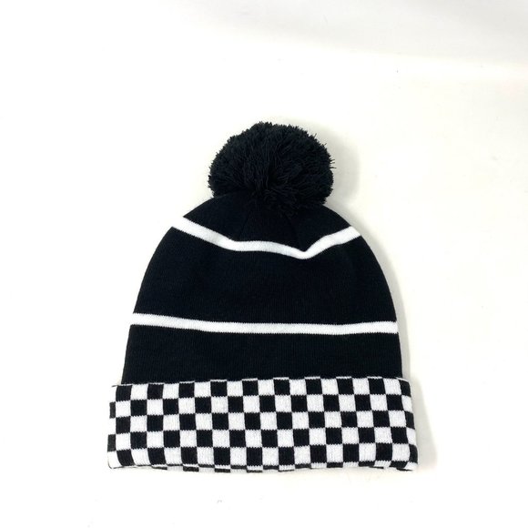 Vans WM Spirit Pom Black Checker Beanie Skateboarding Hat Women Men VN0A5LG3BLK - Picture 4 of 9
